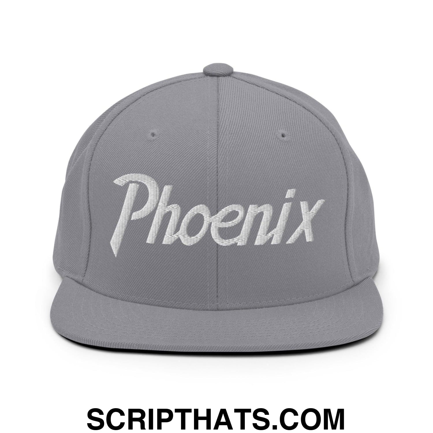 Phoenix Script Snapback Hat Silver