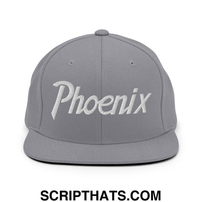 Phoenix Script Snapback Hat Silver