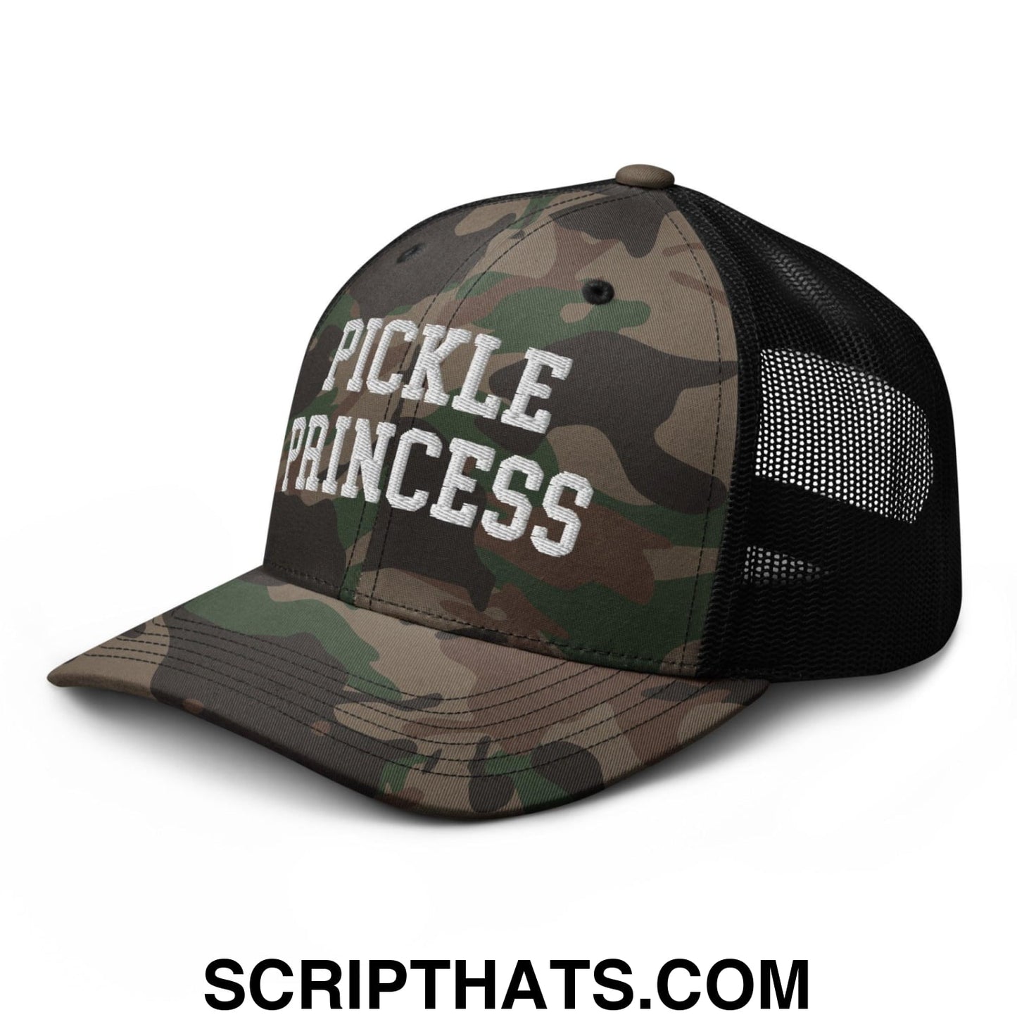 Pickle Princess Camo Trucker Hat Camo Black