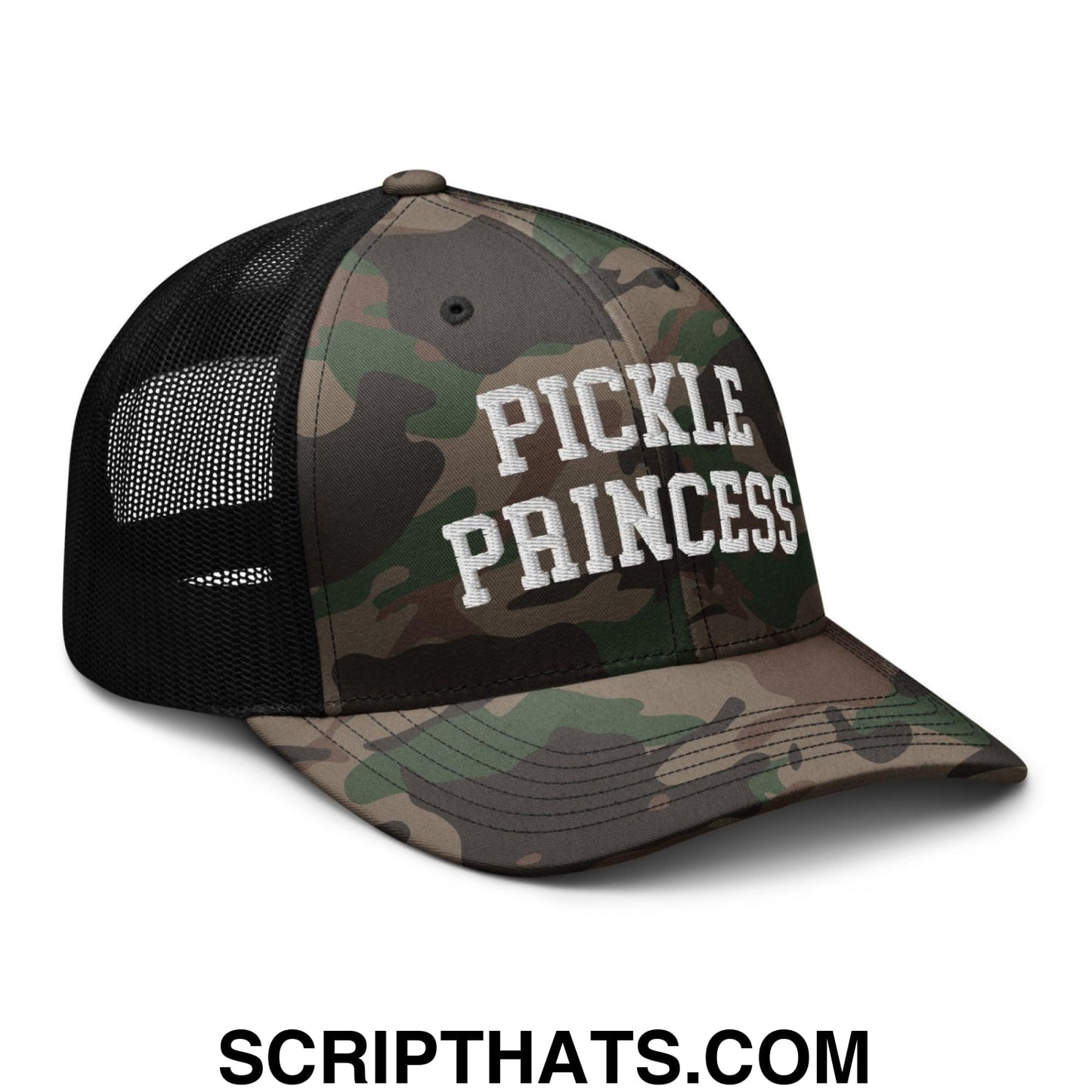 Pickle Princess Camo Trucker Hat Camo Black