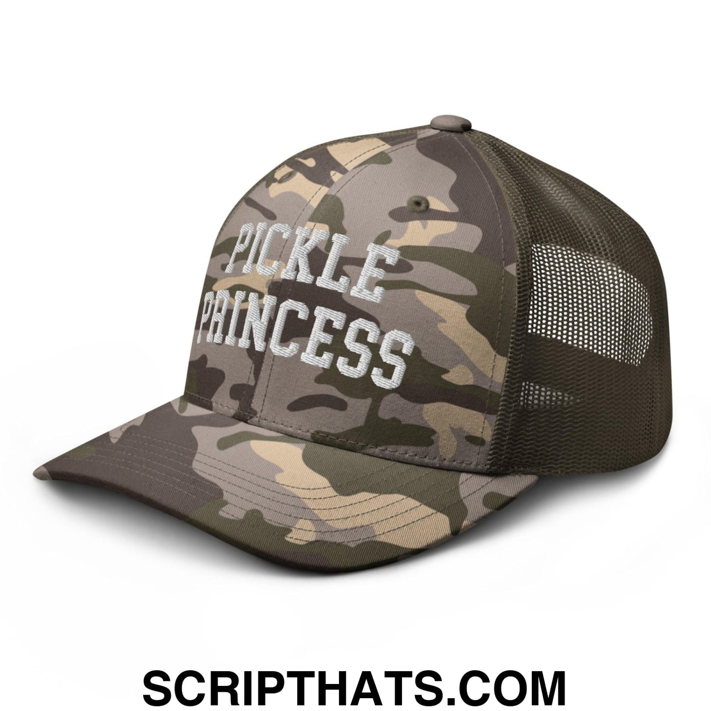 Pickle Princess Camo Trucker Hat Camo Olive