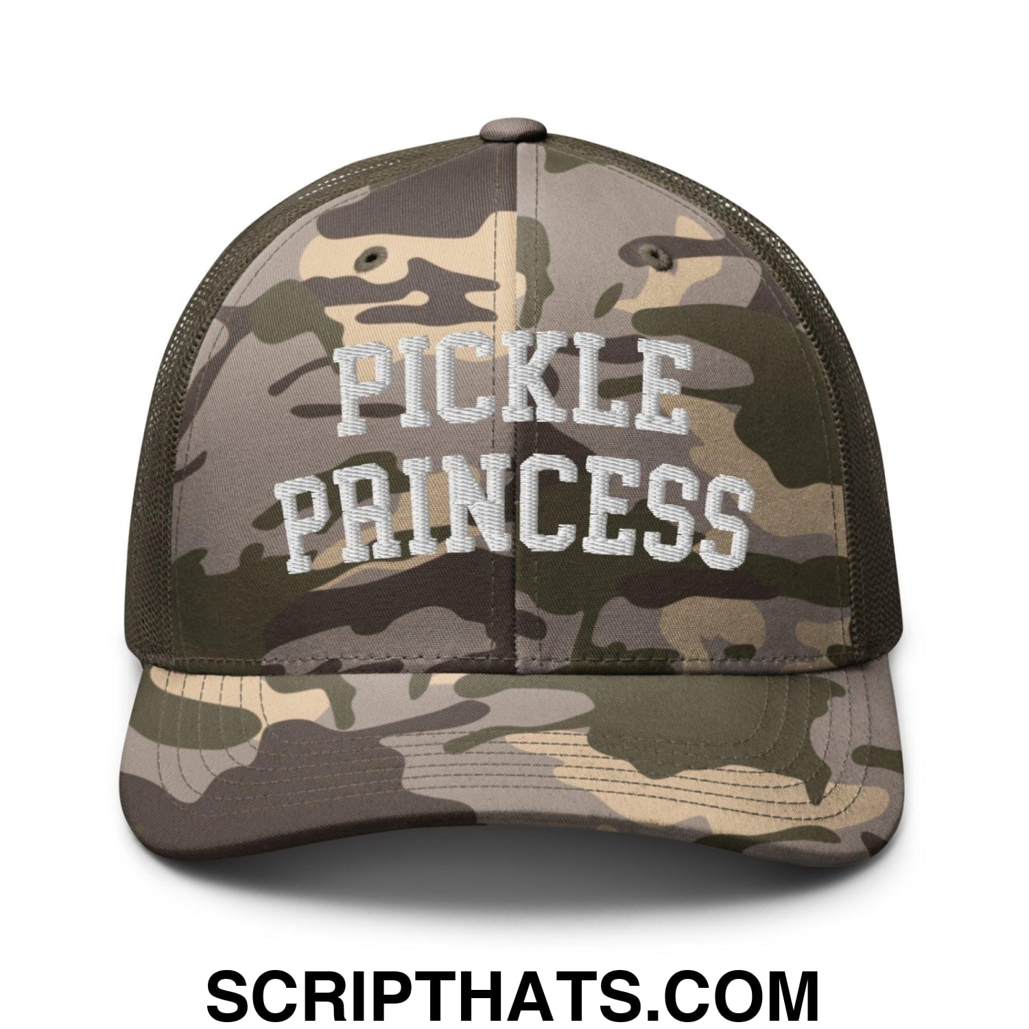 Pickle Princess Camo Trucker Hat Camo Olive