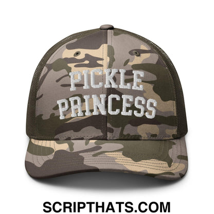 Pickle Princess Camo Trucker Hat Camo Olive