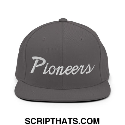 Pioneers School Mascot Script Snapback Hat Dark Grey