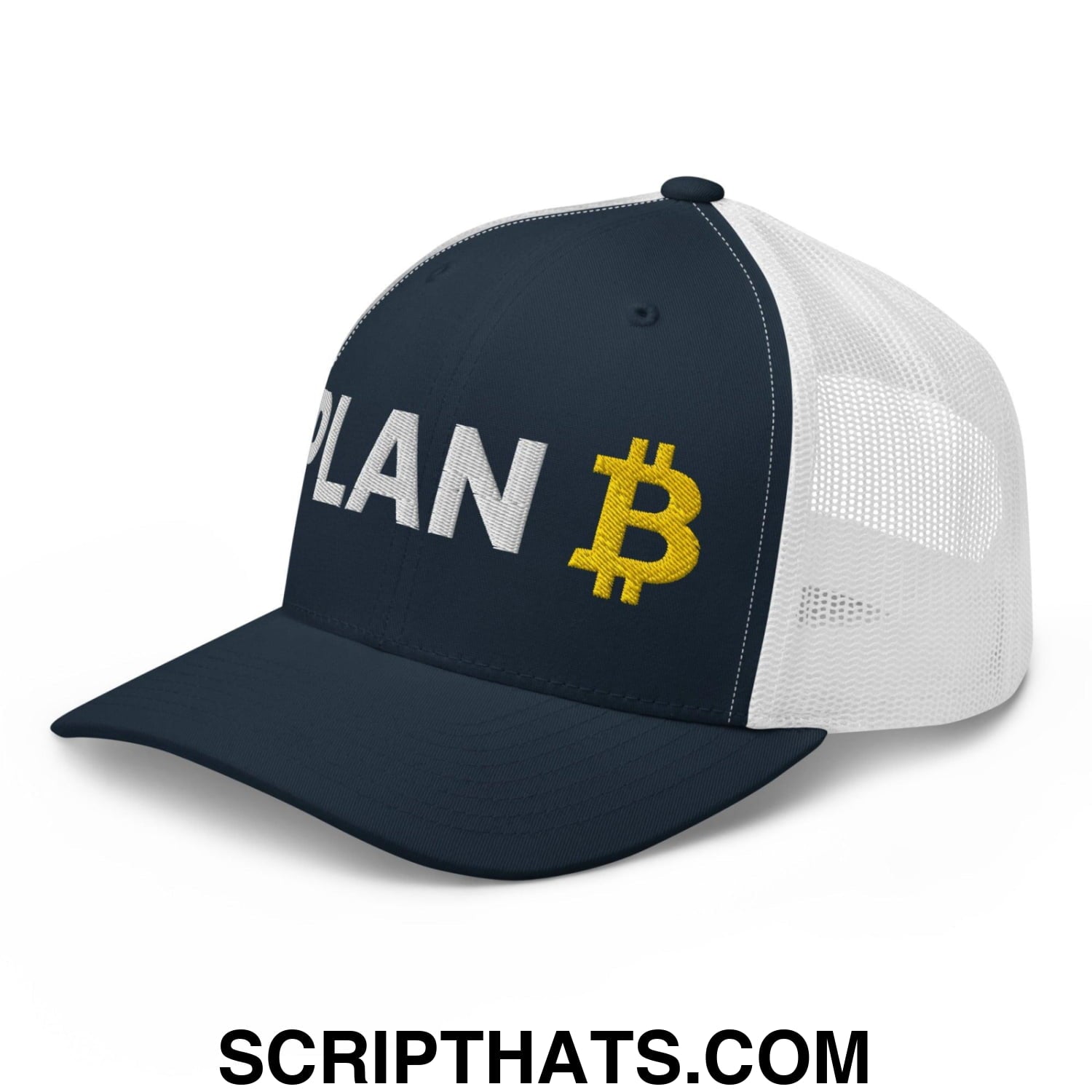 Plan Bitcoin Retro Trucker Hat Navy White