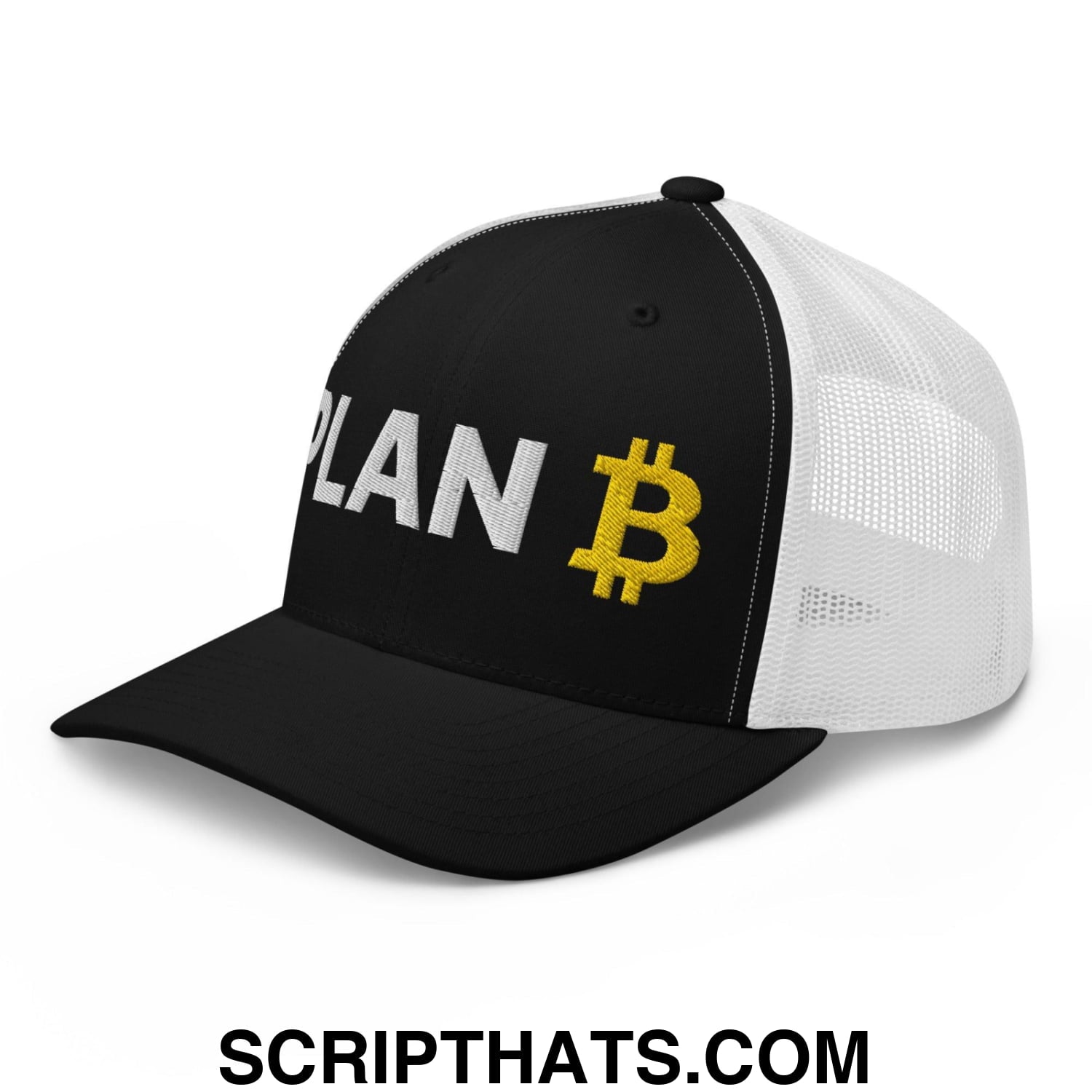 Plan Bitcoin Retro Trucker Hat Black White