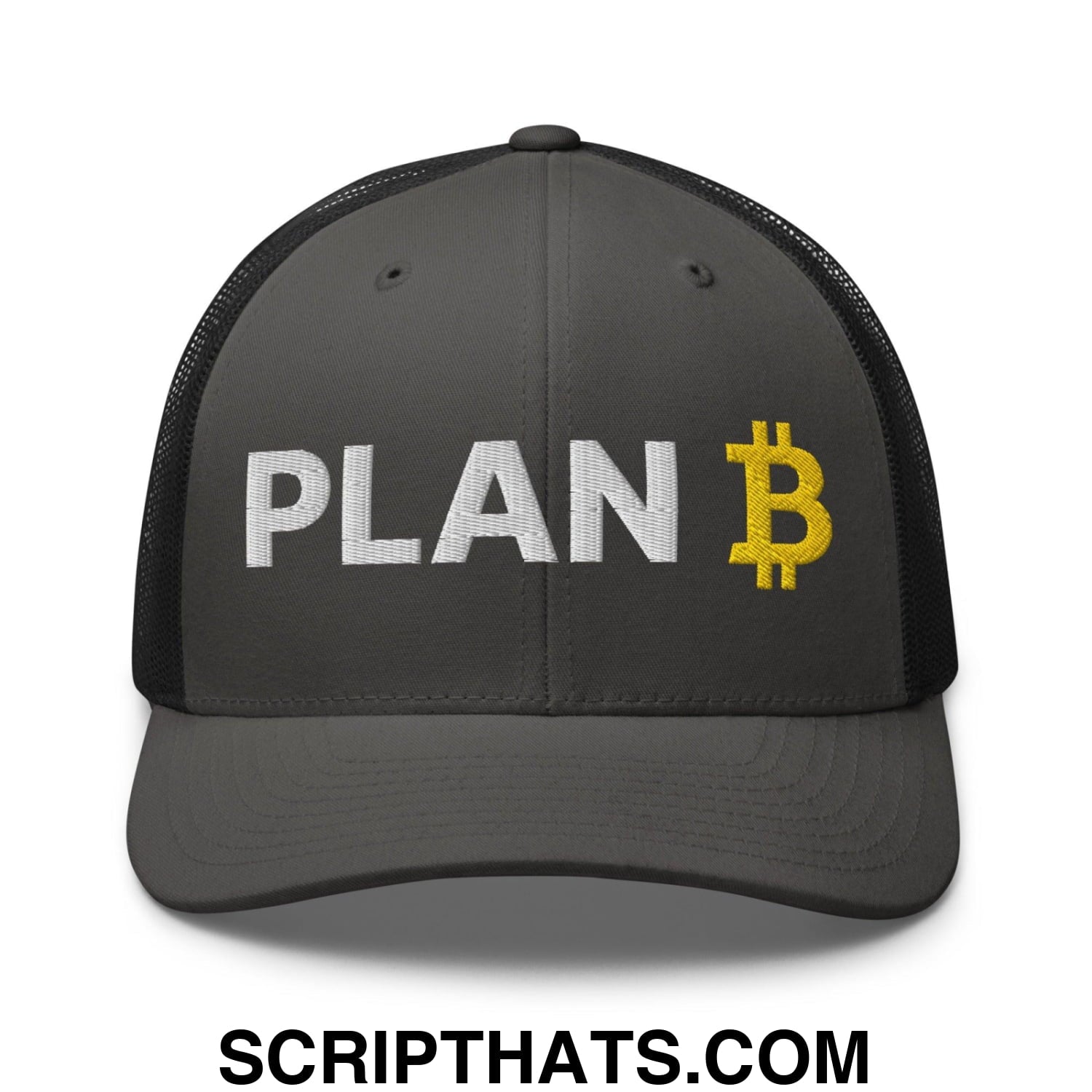 Plan Bitcoin Retro Trucker Hat Charcoal Black