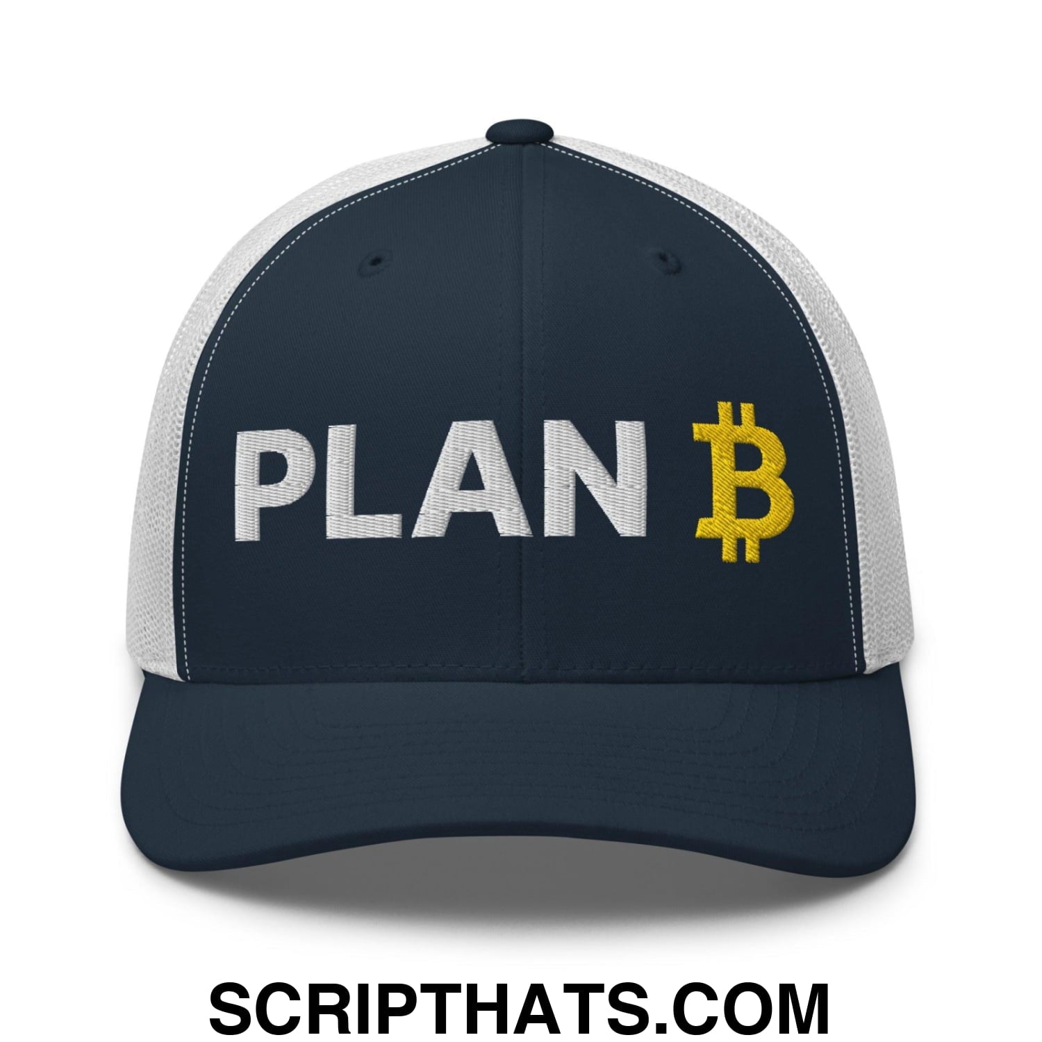 Plan Bitcoin Retro Trucker Hat Navy White