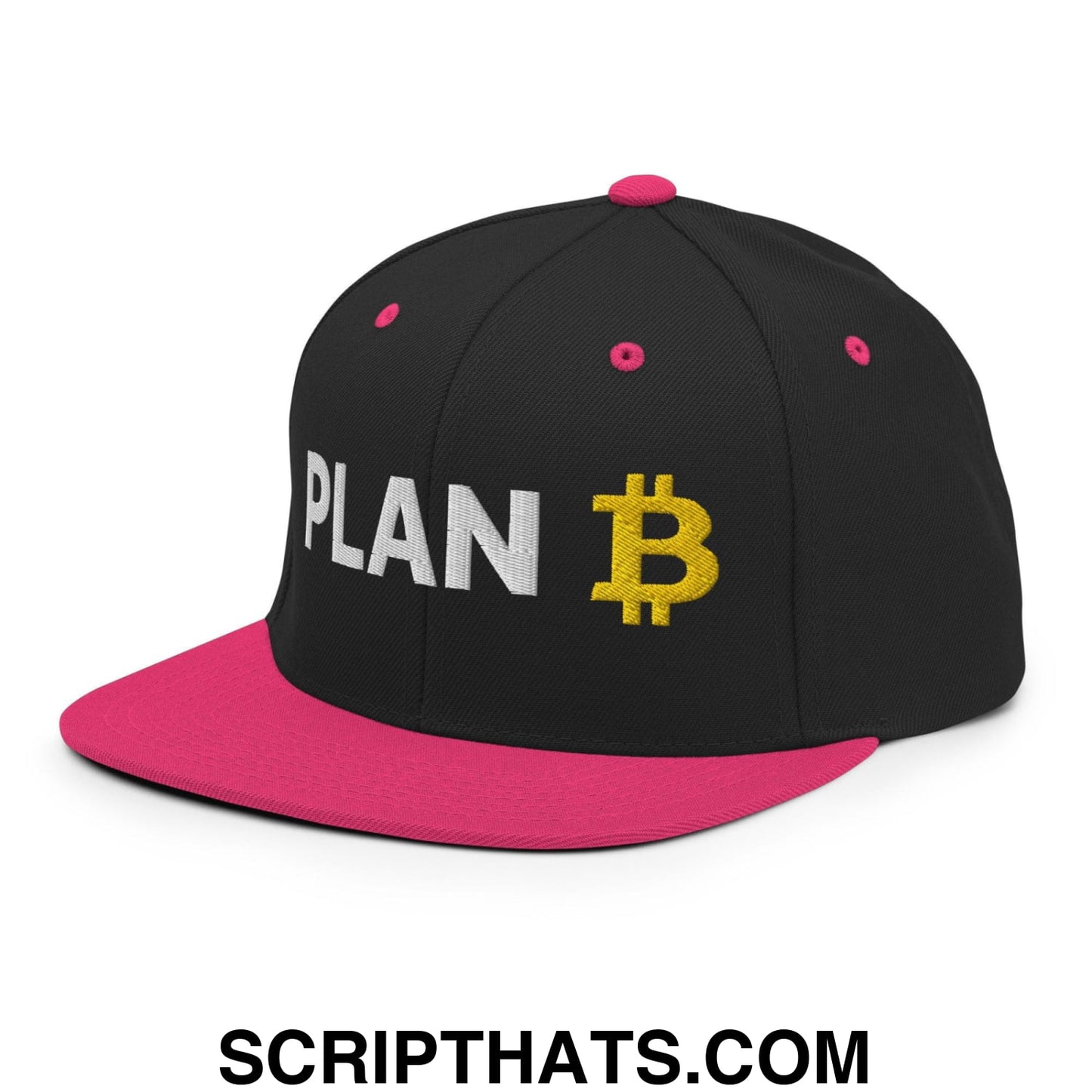 Plan Bitcoin Snapback Hat Black Neon Pink