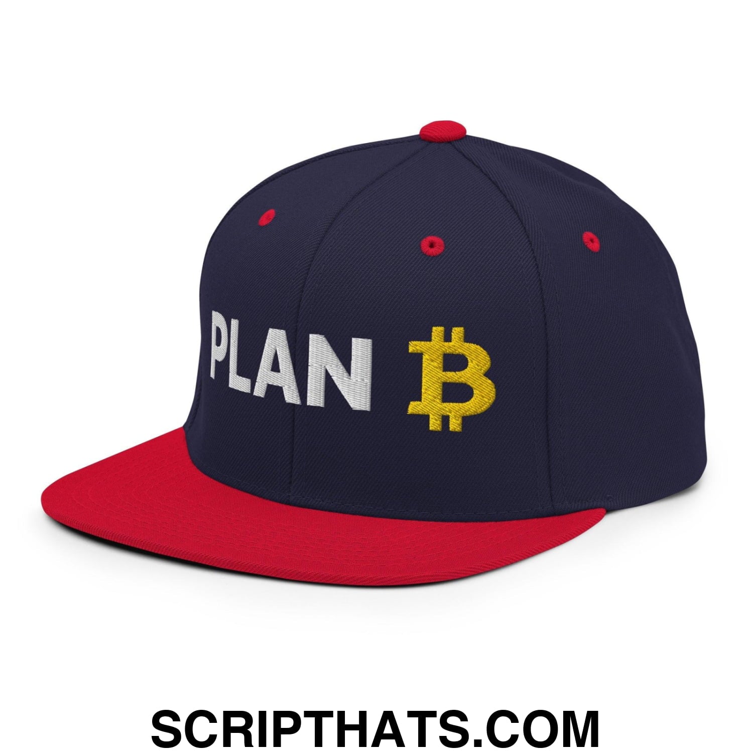 Plan Bitcoin Snapback Hat Navy Red