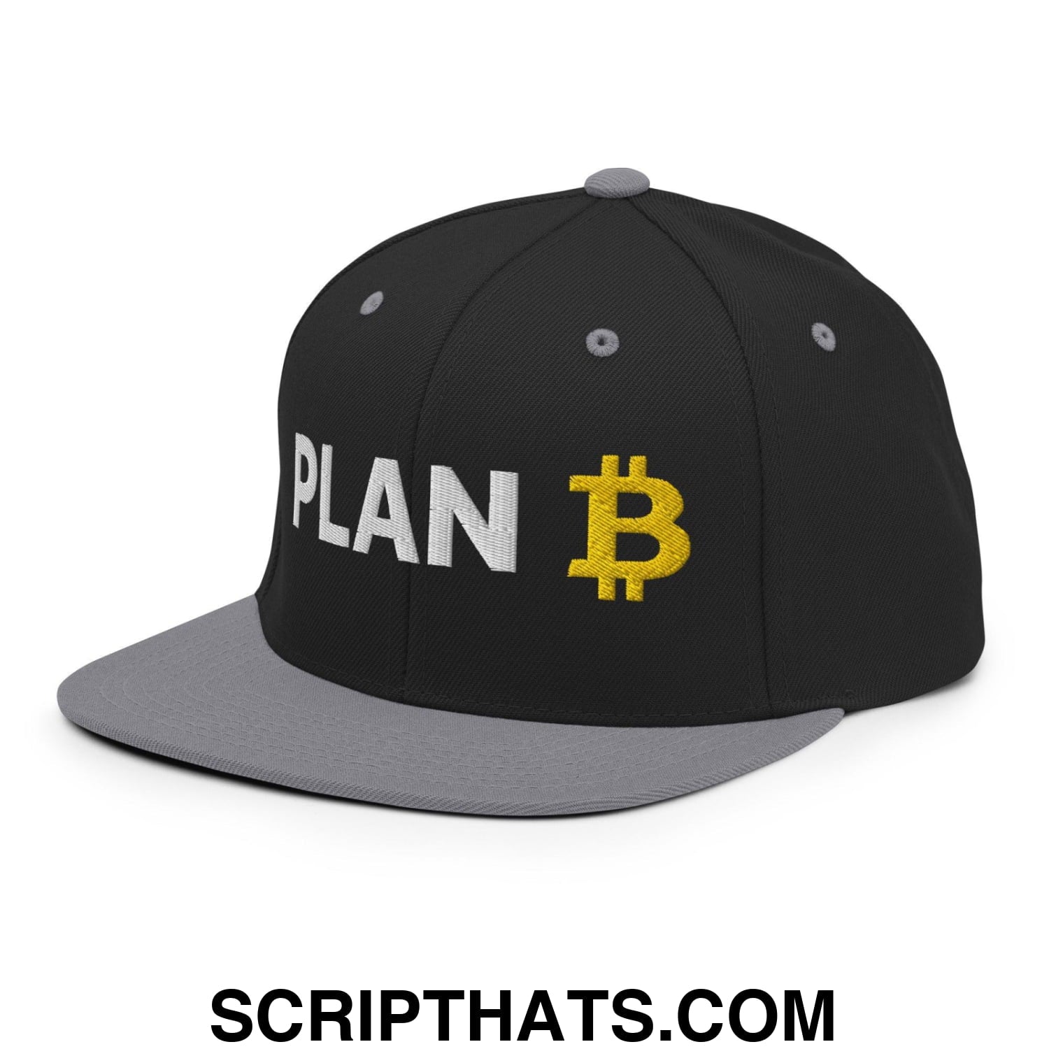 Plan Bitcoin Snapback Hat Black Silver