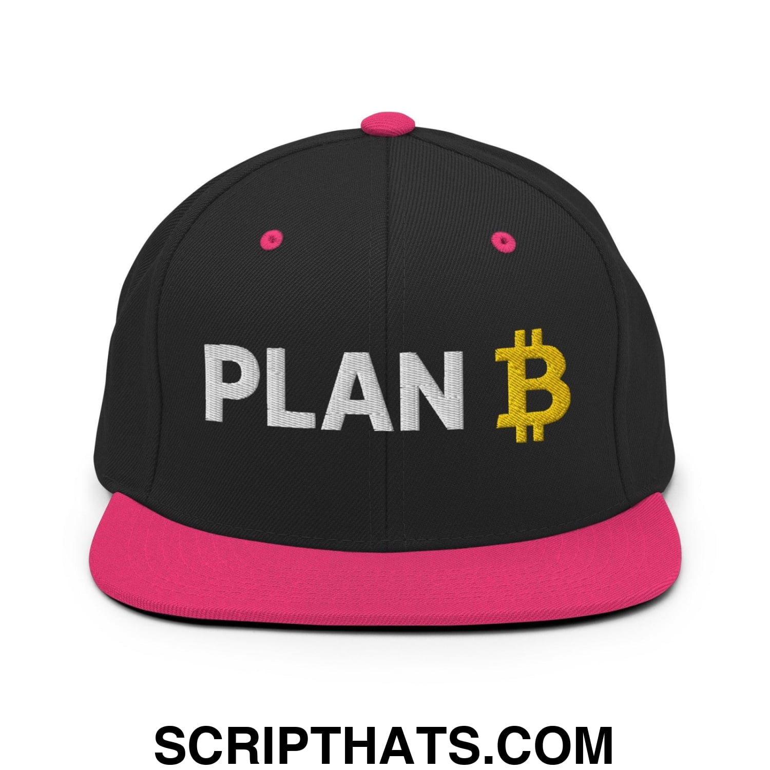 Plan Bitcoin Snapback Hat Black Neon Pink