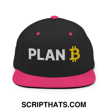 Plan Bitcoin Snapback Hat Black Neon Pink