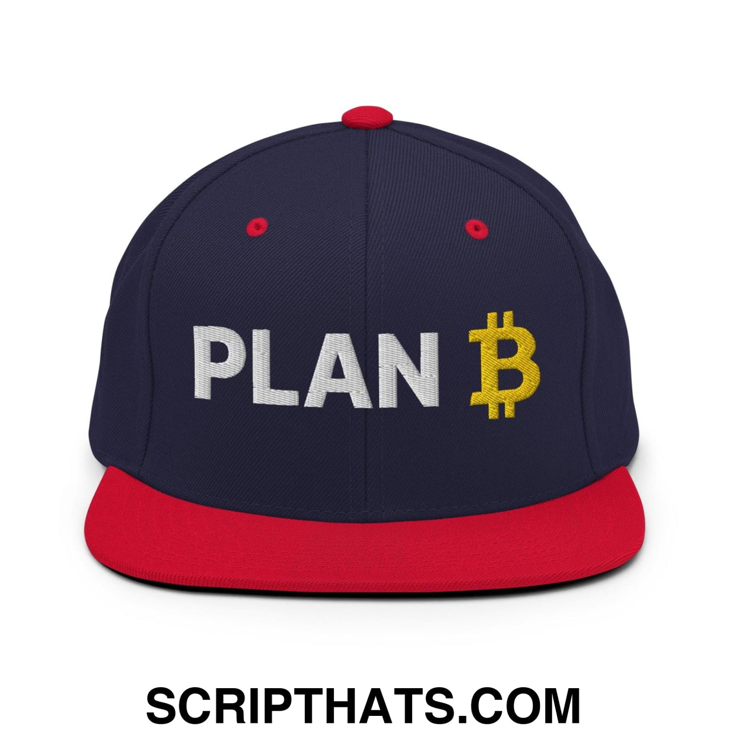 Plan Bitcoin Snapback Hat Navy Red