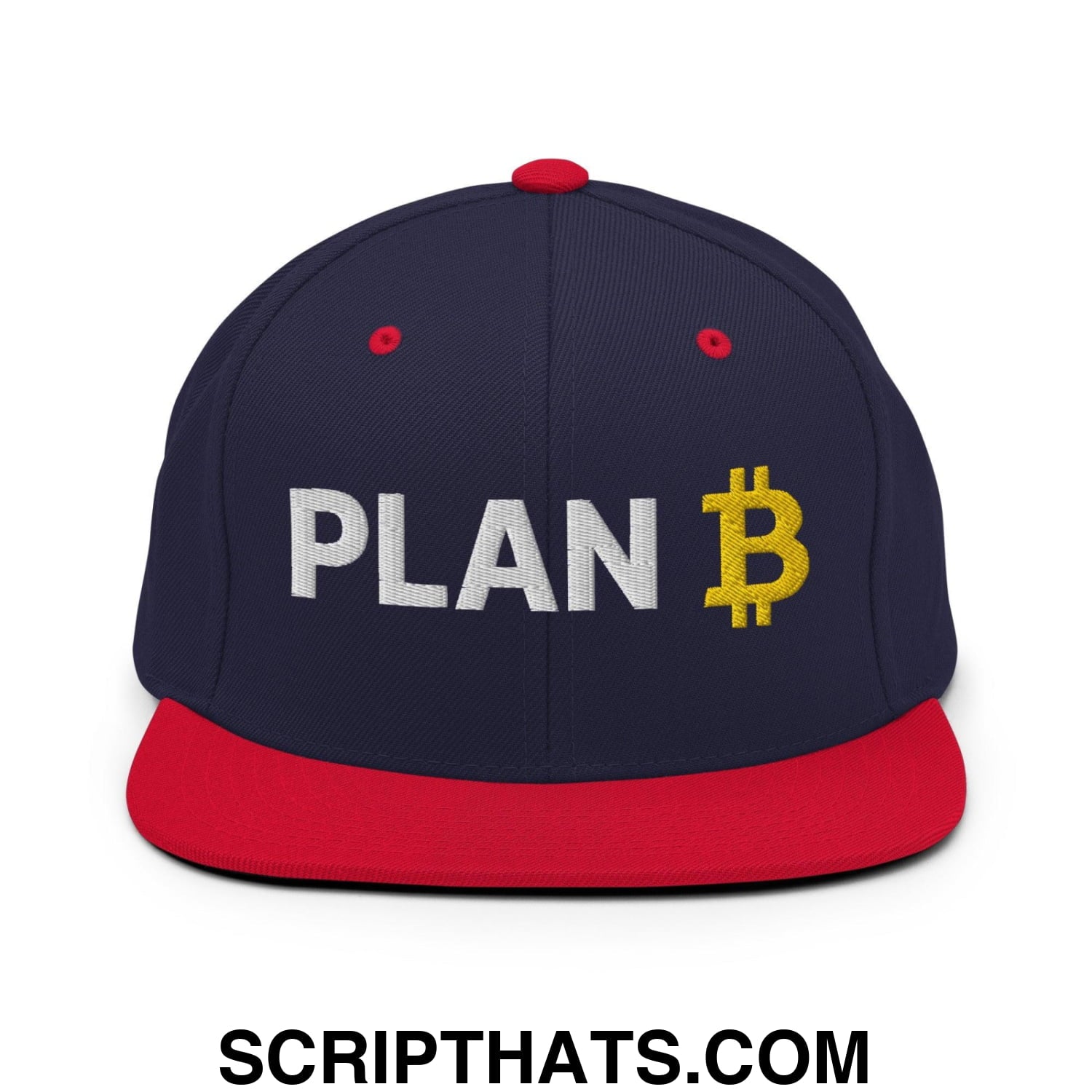 Plan Bitcoin Snapback Hat Navy Red