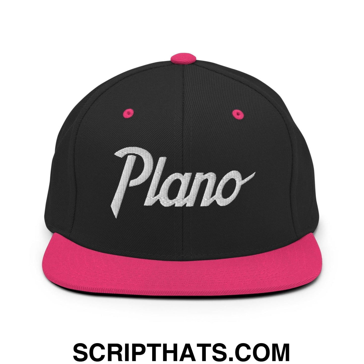 Plano Script Snapback Hat Black Neon Pink