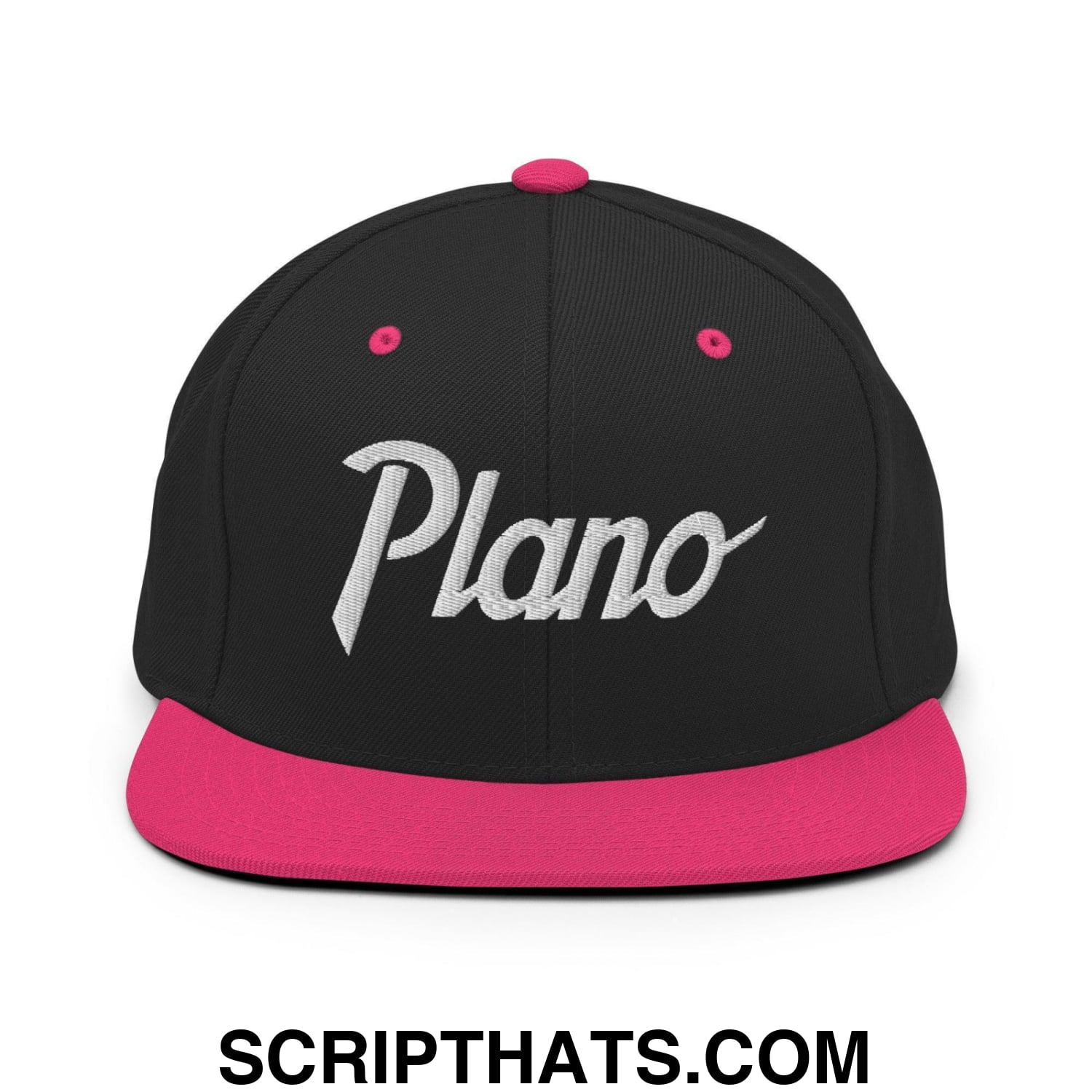 Plano Script Snapback Hat Black Neon Pink