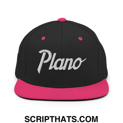Plano Script Snapback Hat Black Neon Pink