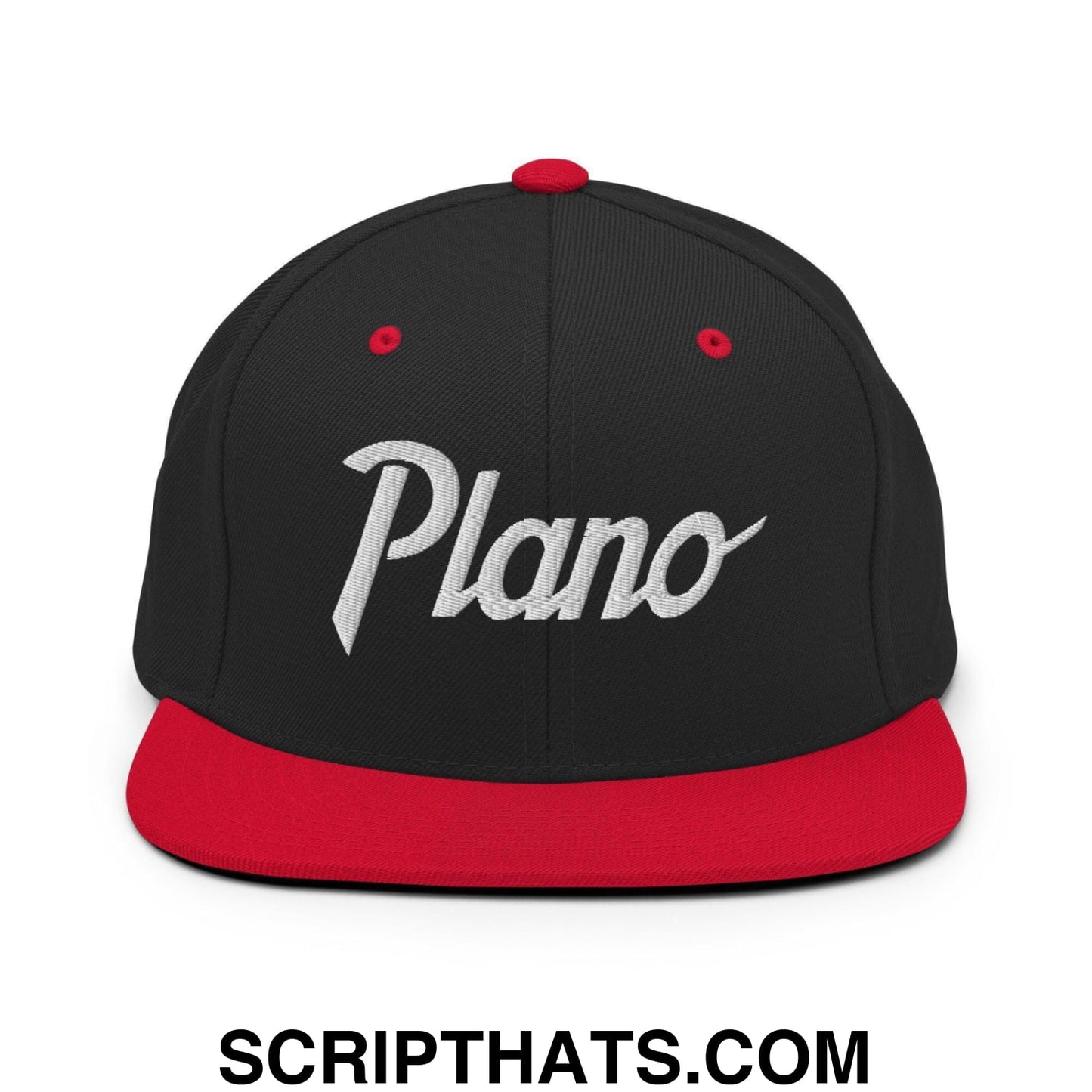 Plano Script Snapback Hat Black Red