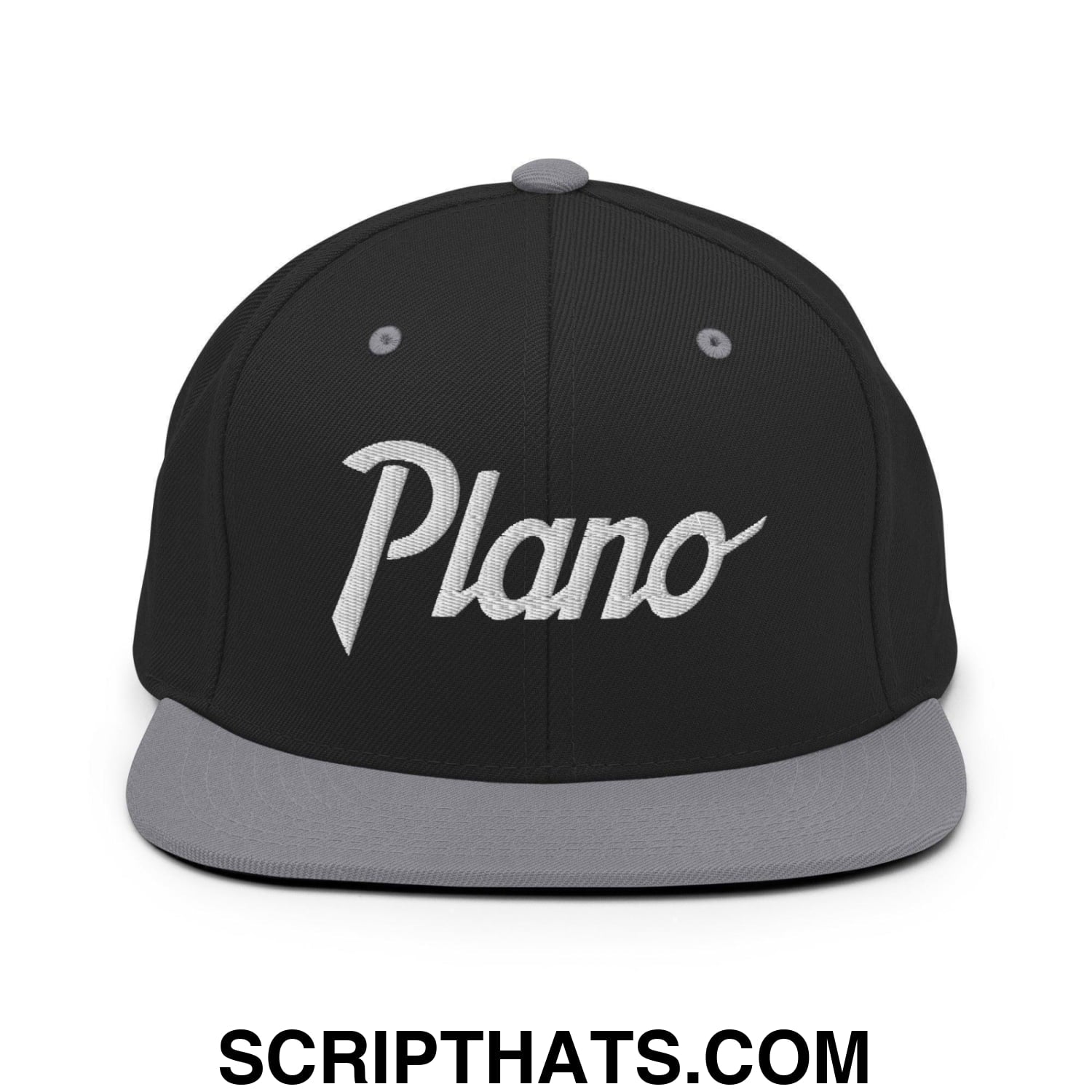 Plano Script Snapback Hat Black Silver