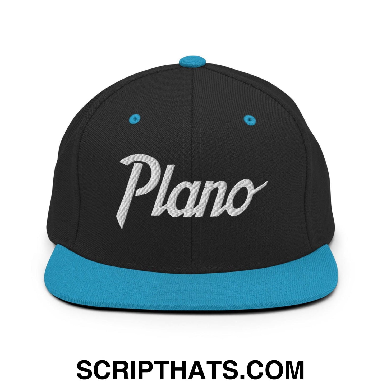 Plano Script Snapback Hat Black Teal
