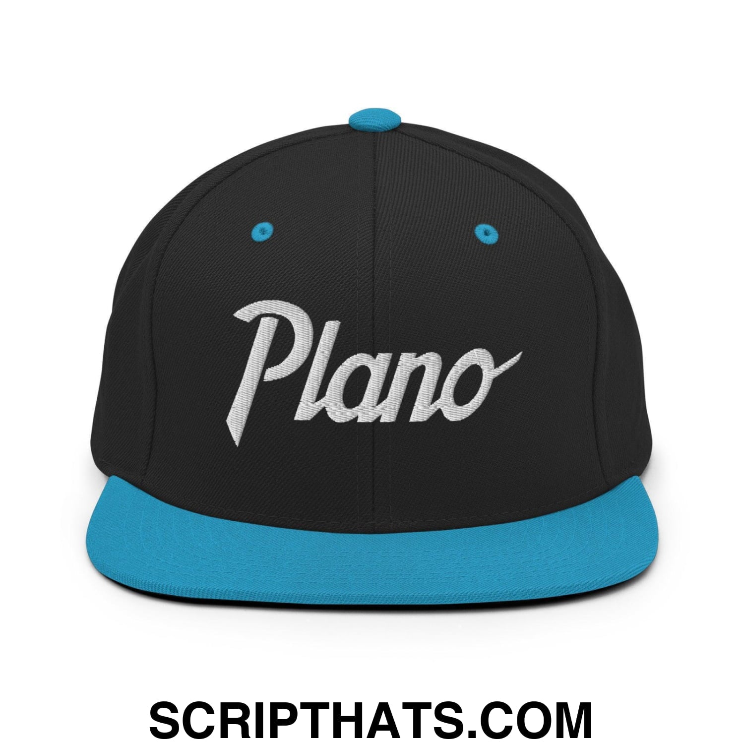 Plano Script Snapback Hat Black Teal