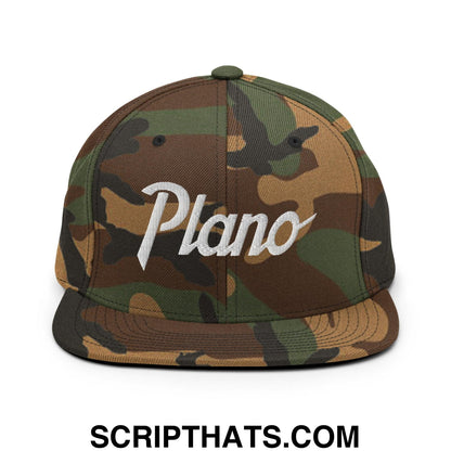 Plano Script Snapback Hat Green Camo