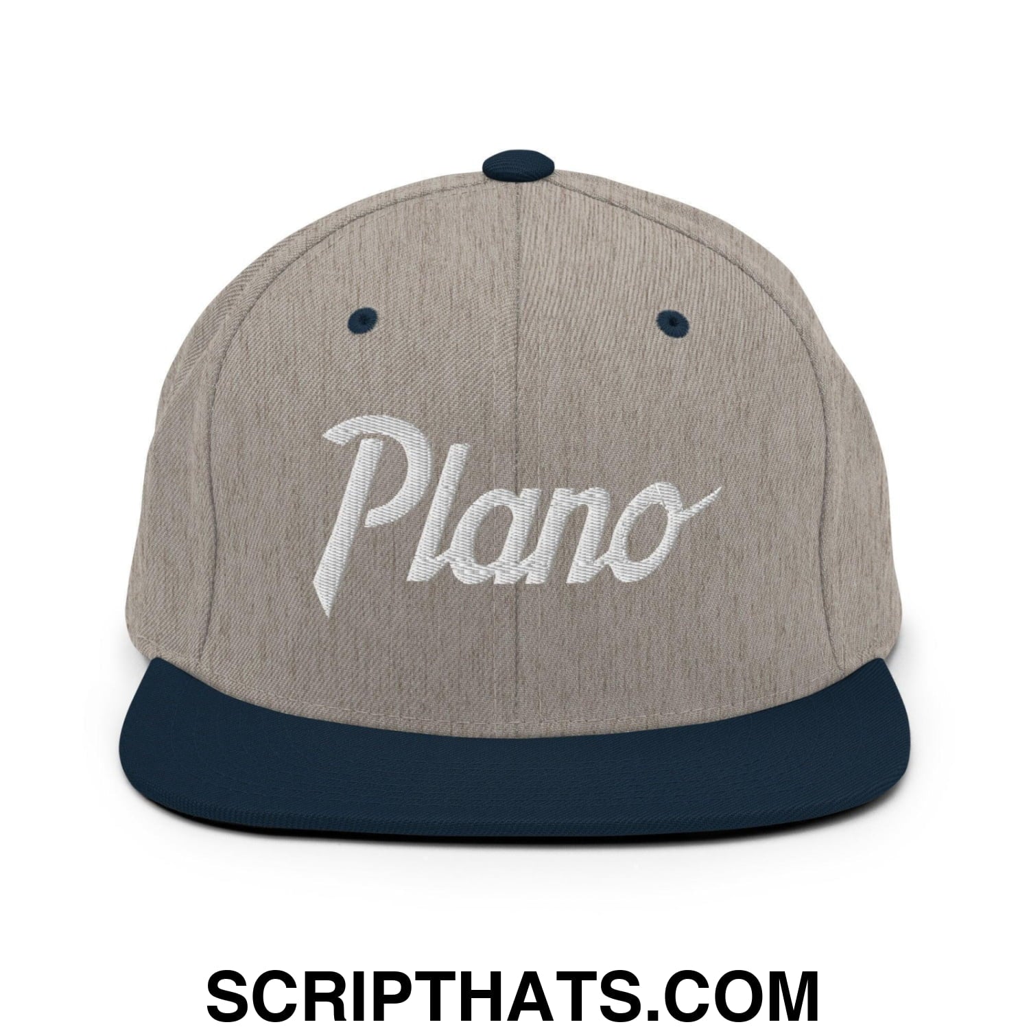 Plano Script Snapback Hat Heather Grey Navy