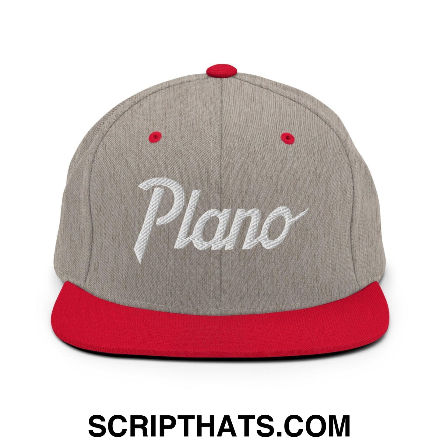 Plano Script Snapback Hat Heather Grey Red