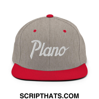 Plano Script Snapback Hat Heather Grey Red