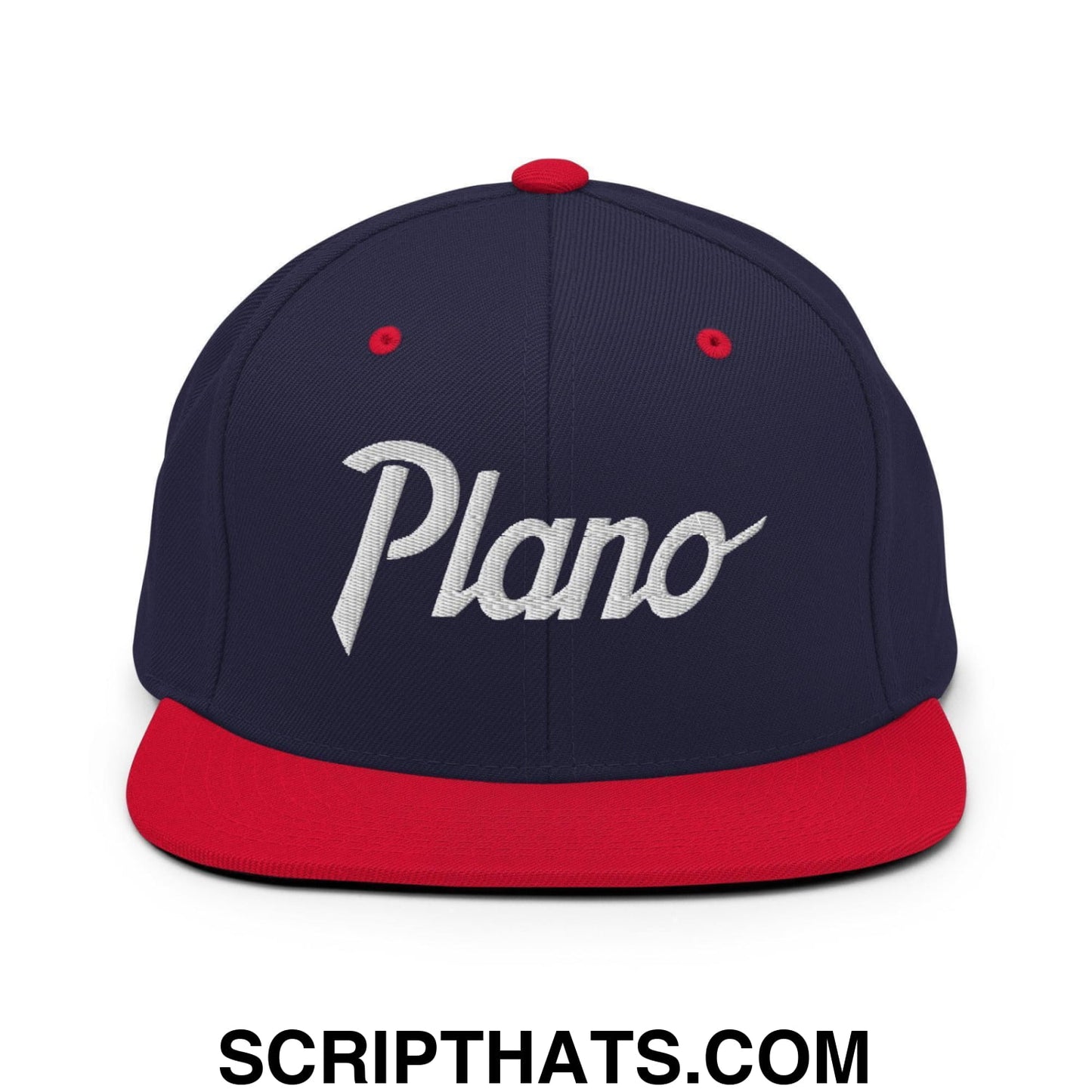 Plano Script Snapback Hat Navy Red