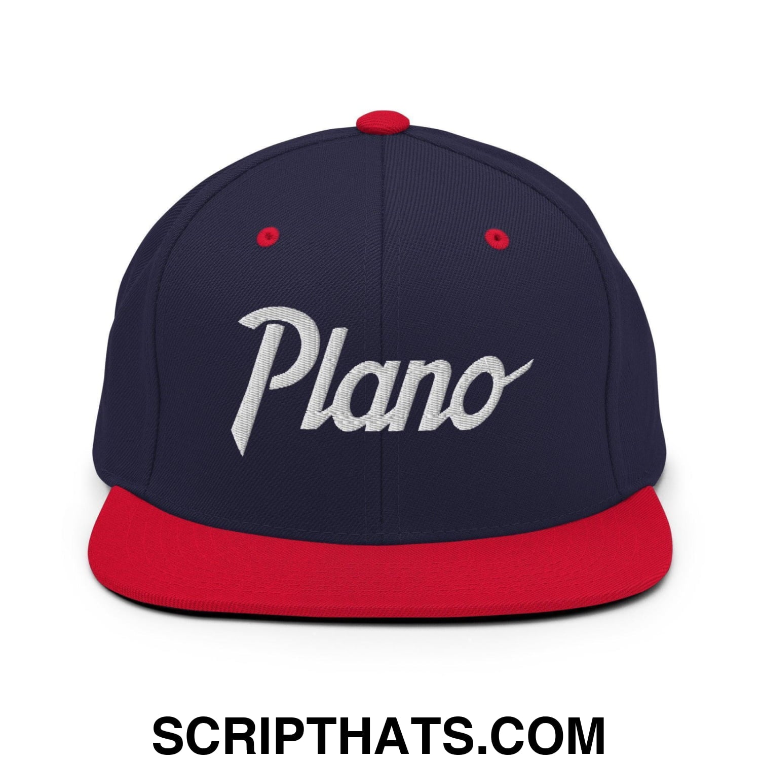 Plano Script Snapback Hat Navy Red