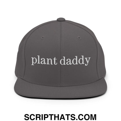 Plant Daddy Embroidered Flat Bill Brim Snapback Hat Dark Grey