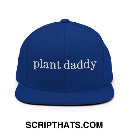 Plant Daddy Embroidered Flat Bill Brim Snapback Hat Royal Blue