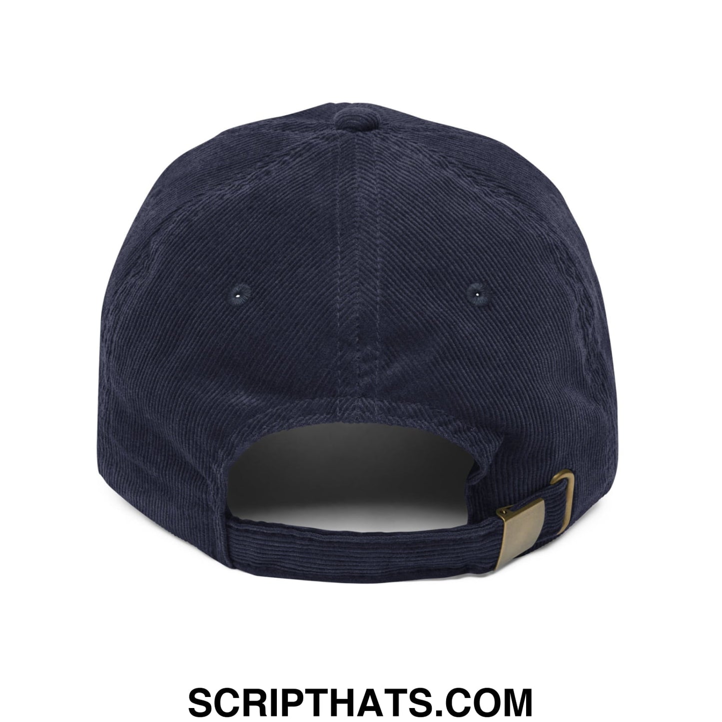 Dark navy corduroy plant daddy embroidered unstructured dad hat with gold-tone adjustable strap back view