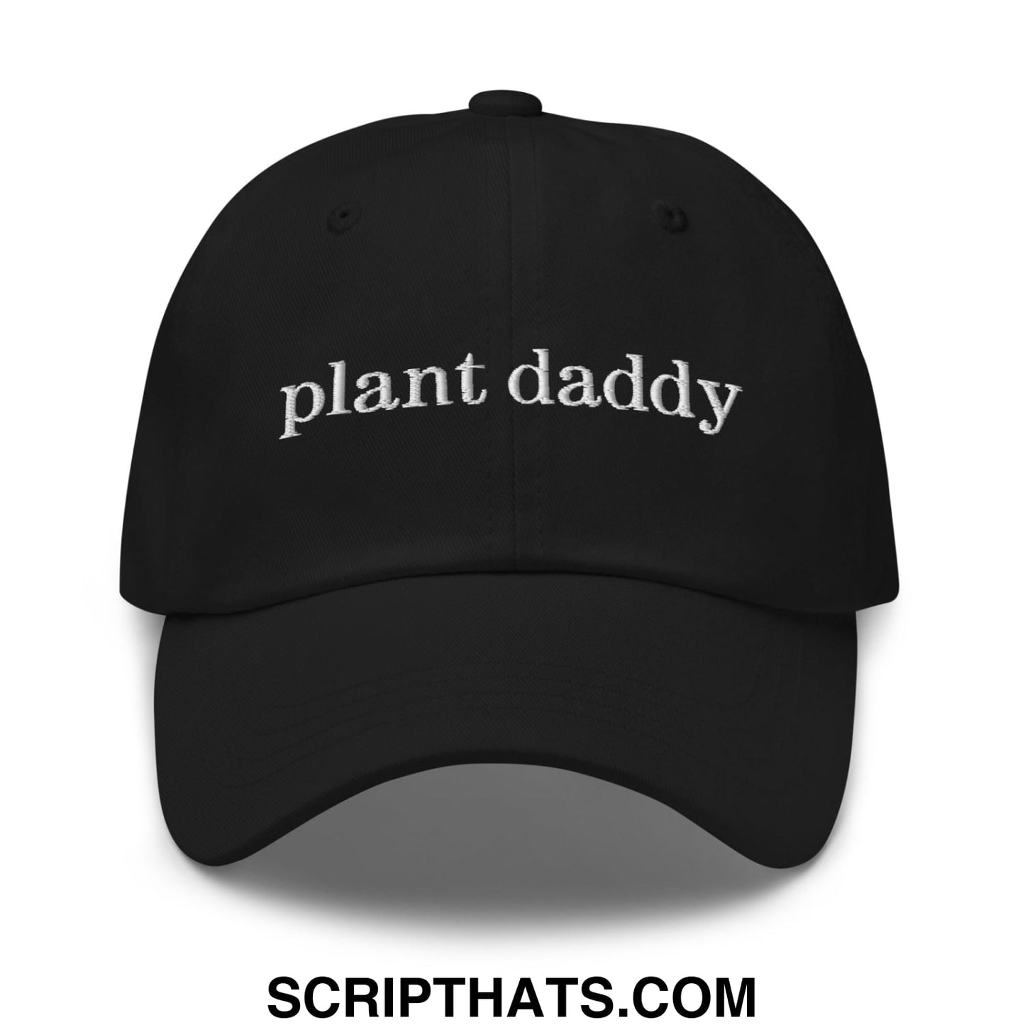 Black plant daddy embroidered unstructured dad hat baseball cap with white script front design