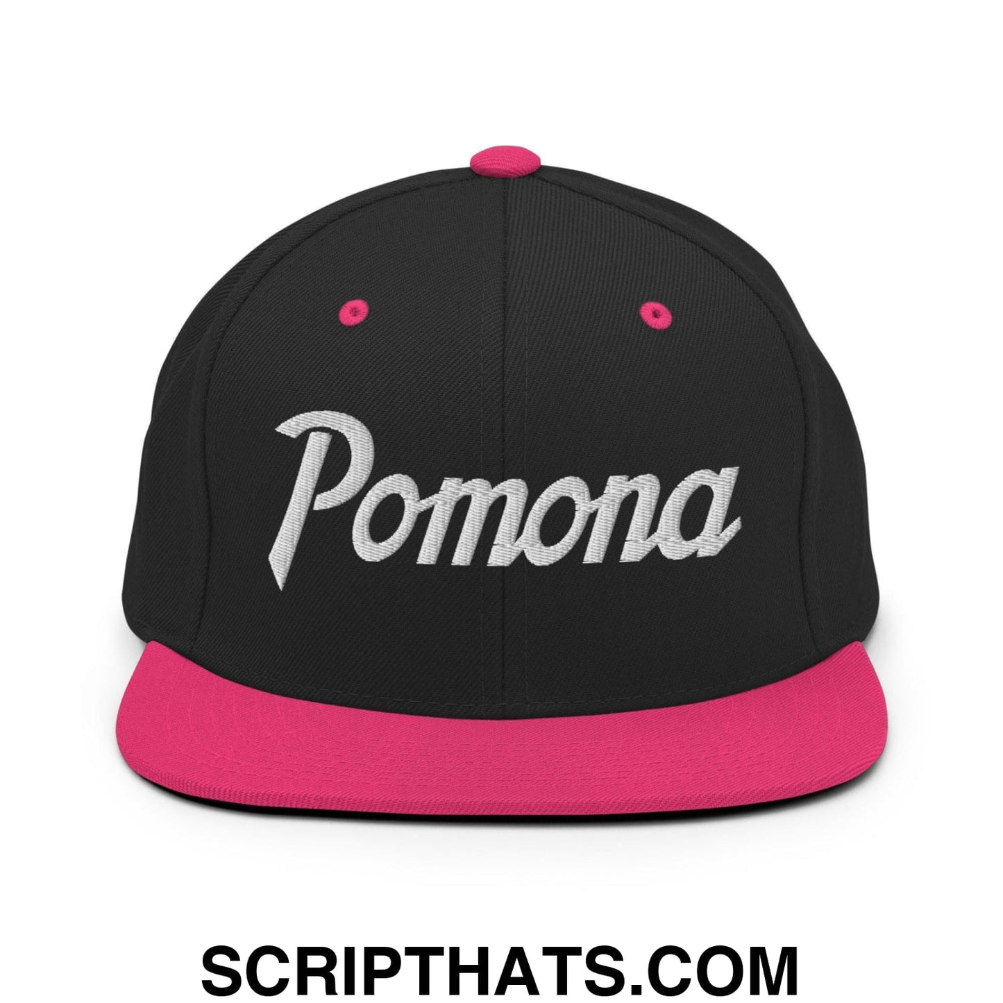 Pomona Snapback Hat Black Neon Pink