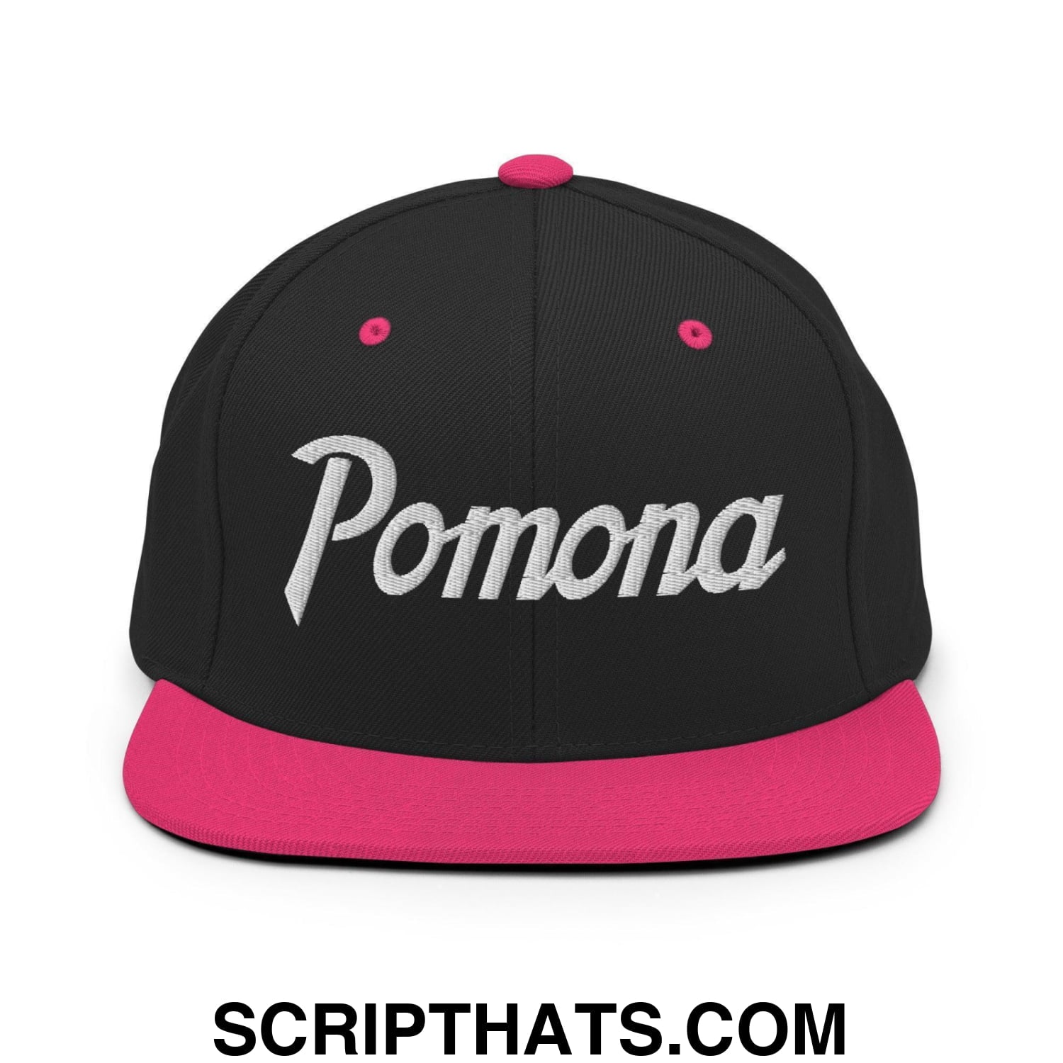 Pomona Snapback Hat Black Neon Pink