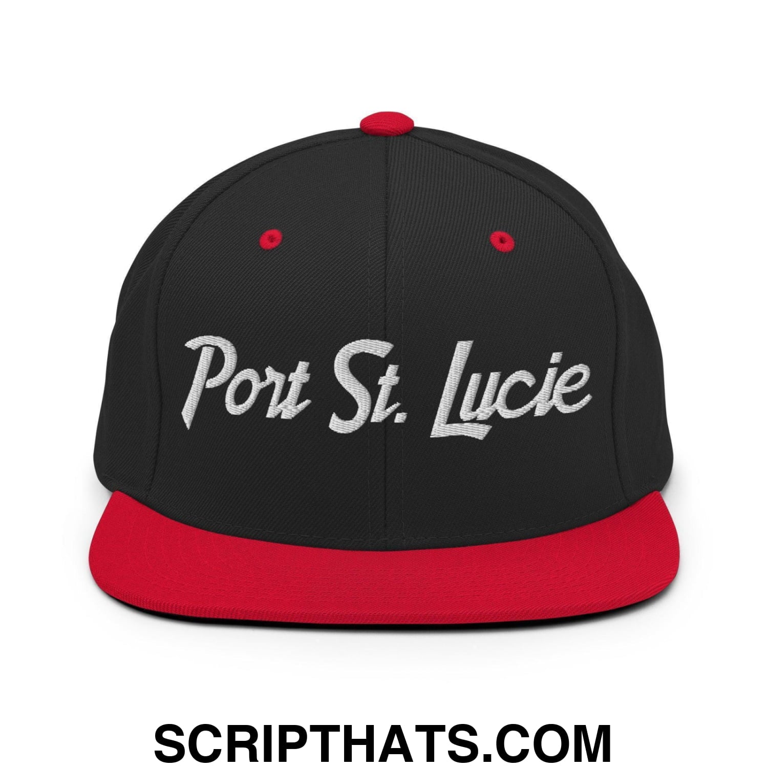 Port St. Lucie Script Snapback Hat Black Red