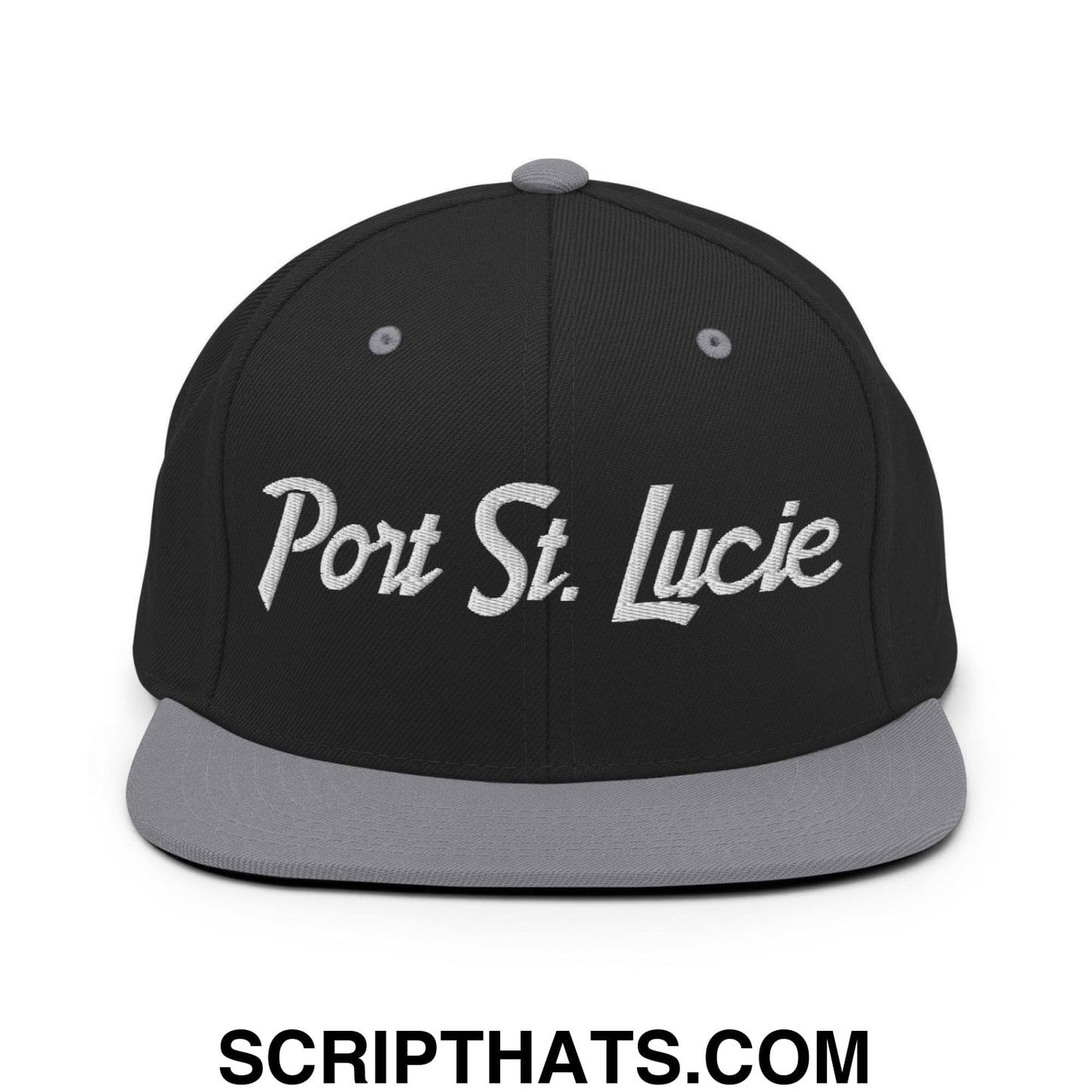 Port St. Lucie Script Snapback Hat Black Silver