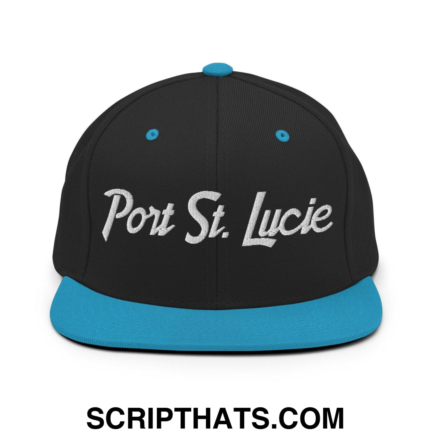 Port St. Lucie Script Snapback Hat Black Teal