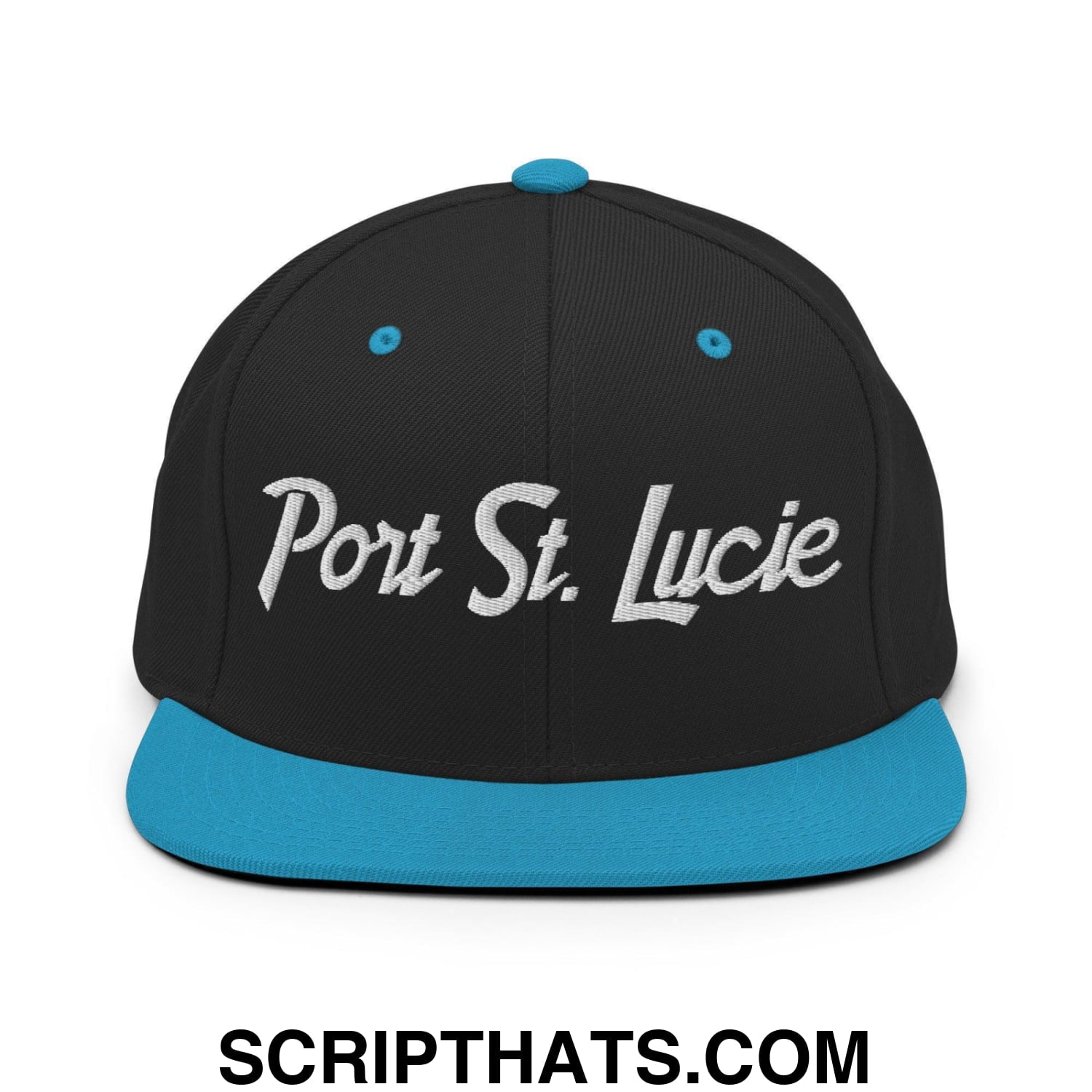 Port St. Lucie Script Snapback Hat Black Teal