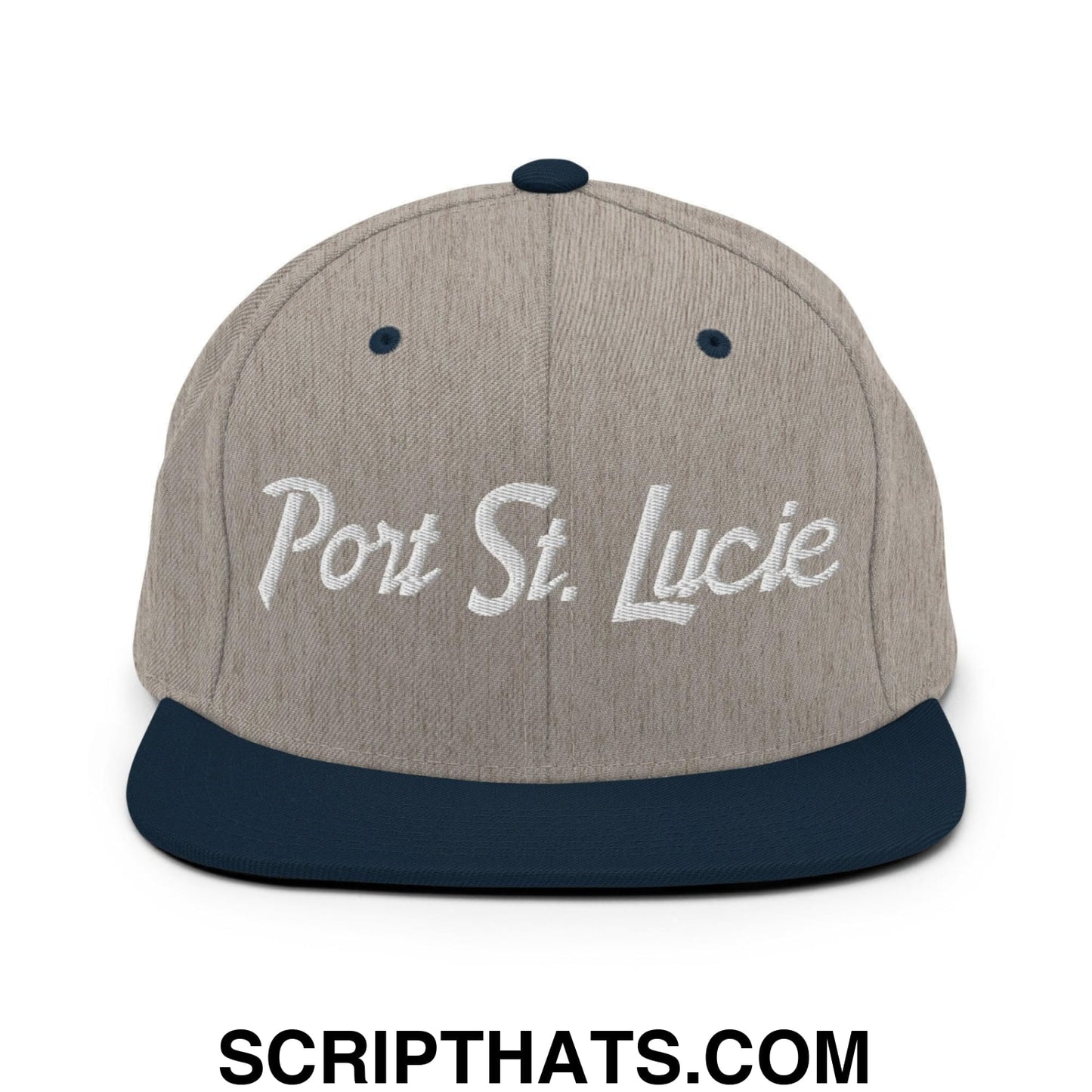 Port St. Lucie Script Snapback Hat Heather Grey Navy