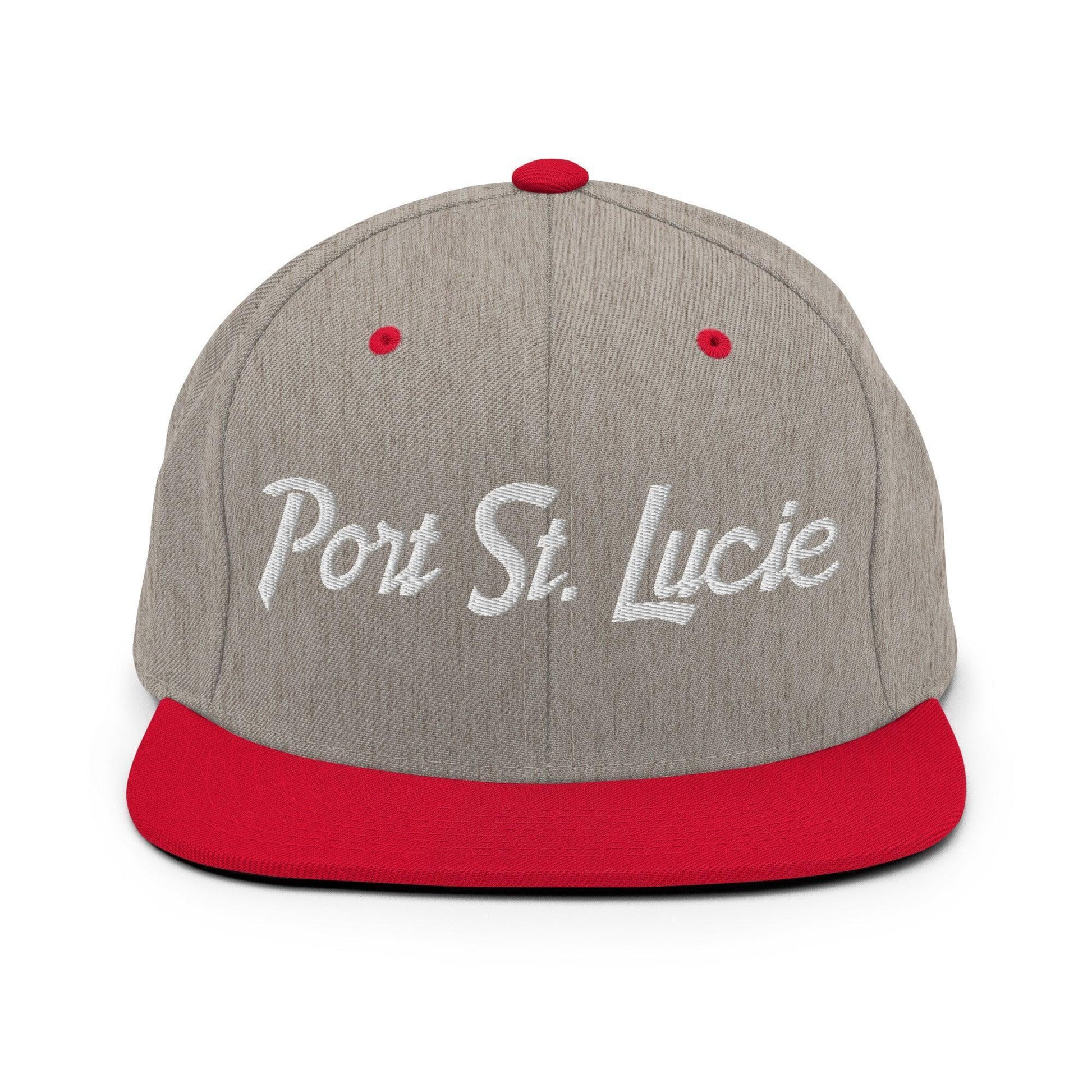 Port St. Lucie Script Snapback Hat Heather Grey/ Red