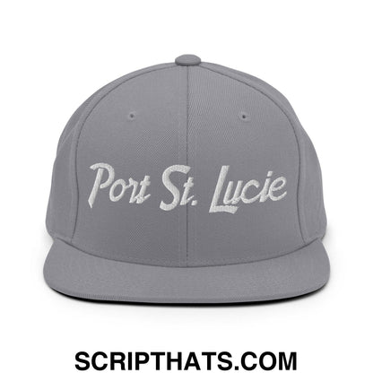 Port St. Lucie Script Snapback Hat Silver