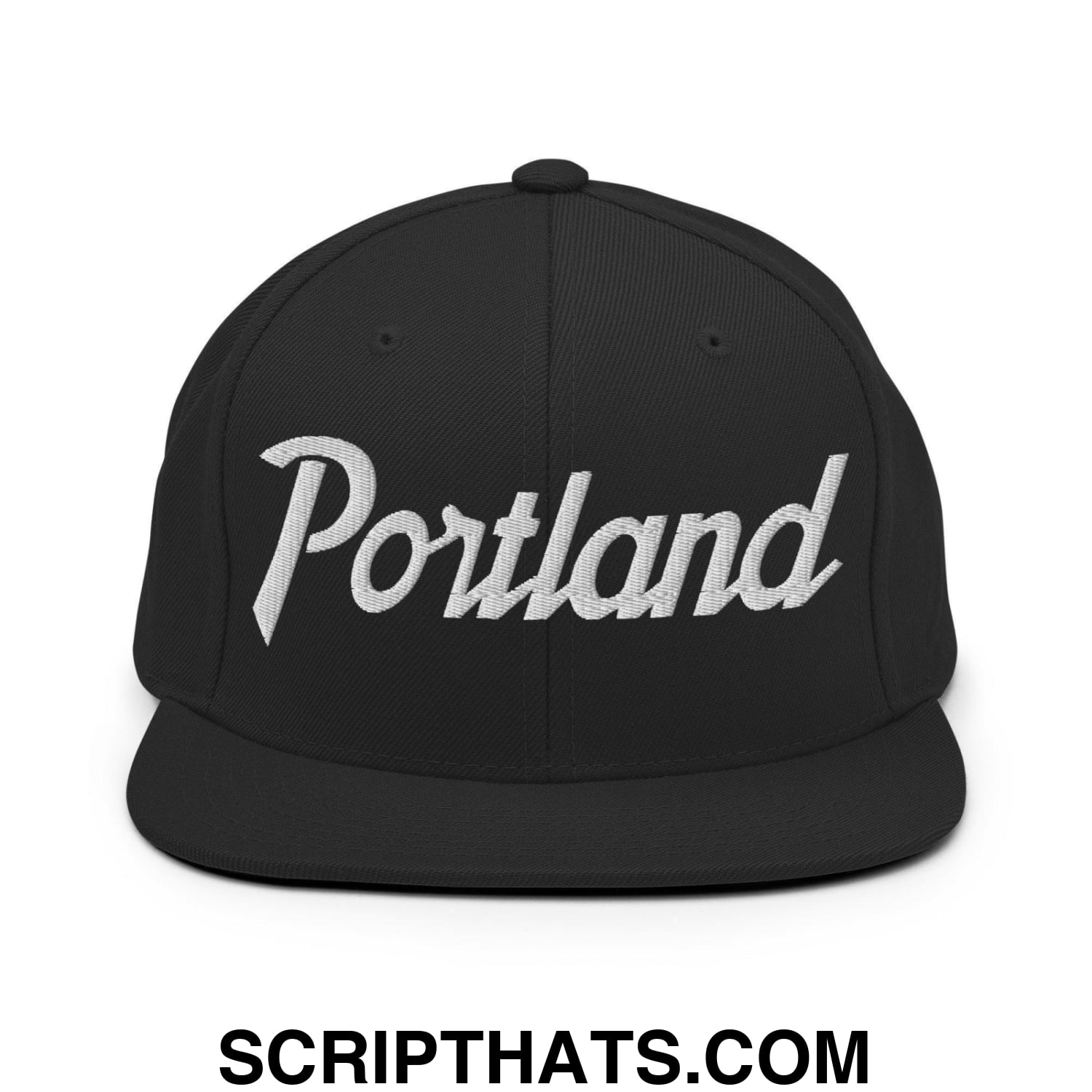 Portland Script Snapback Hat Black