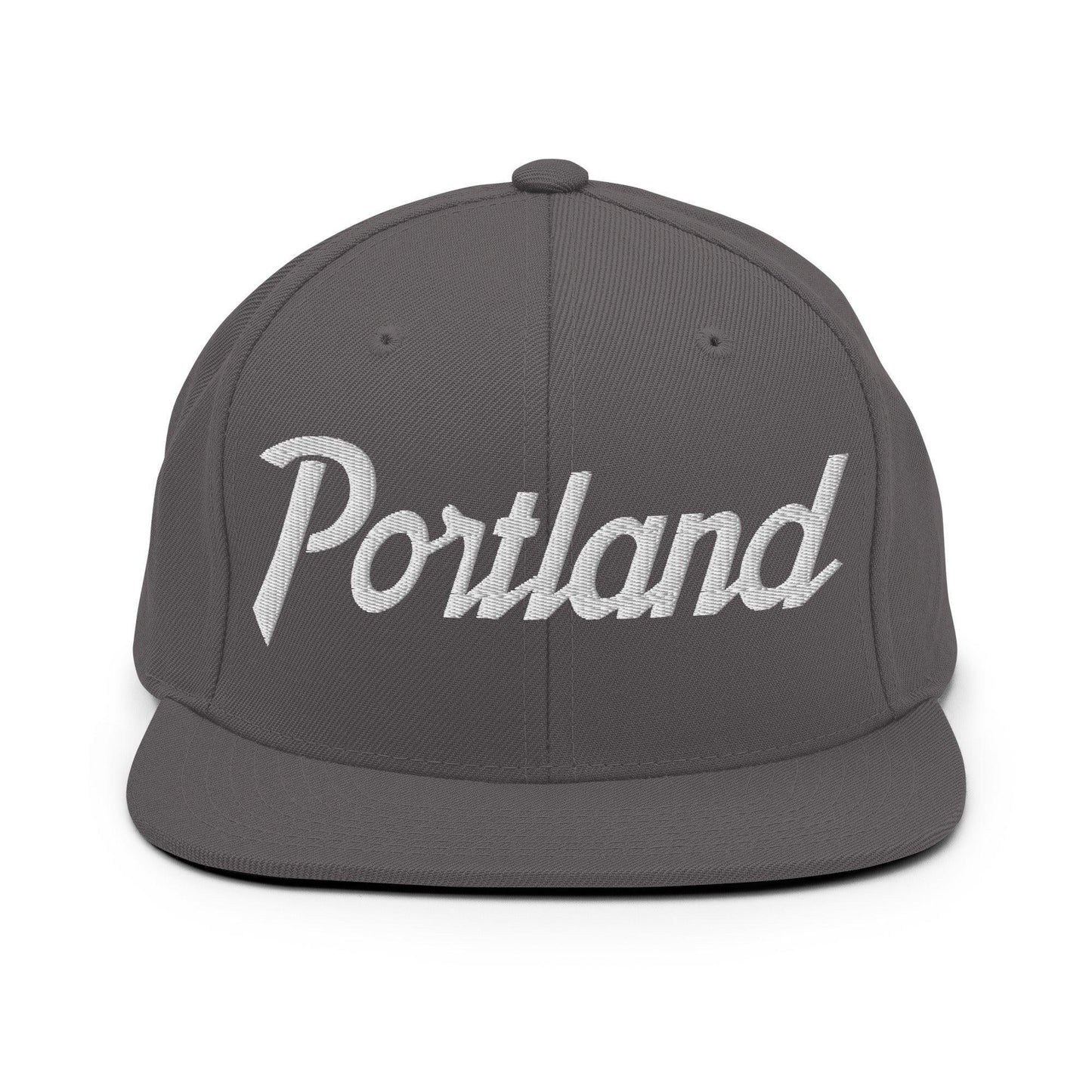 Portland Script Snapback Hat Dark Grey