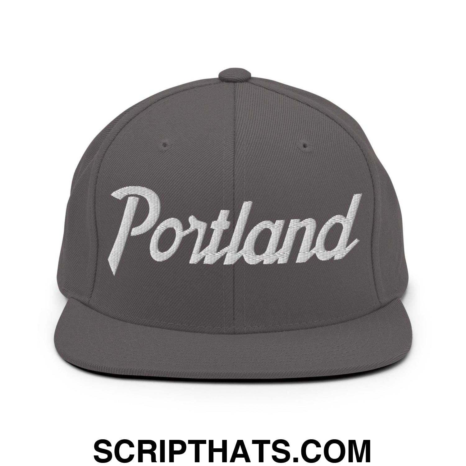 Portland Script Snapback Hat Dark Grey