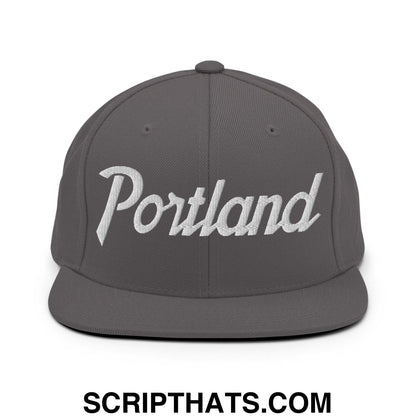 Portland Script Snapback Hat Dark Grey