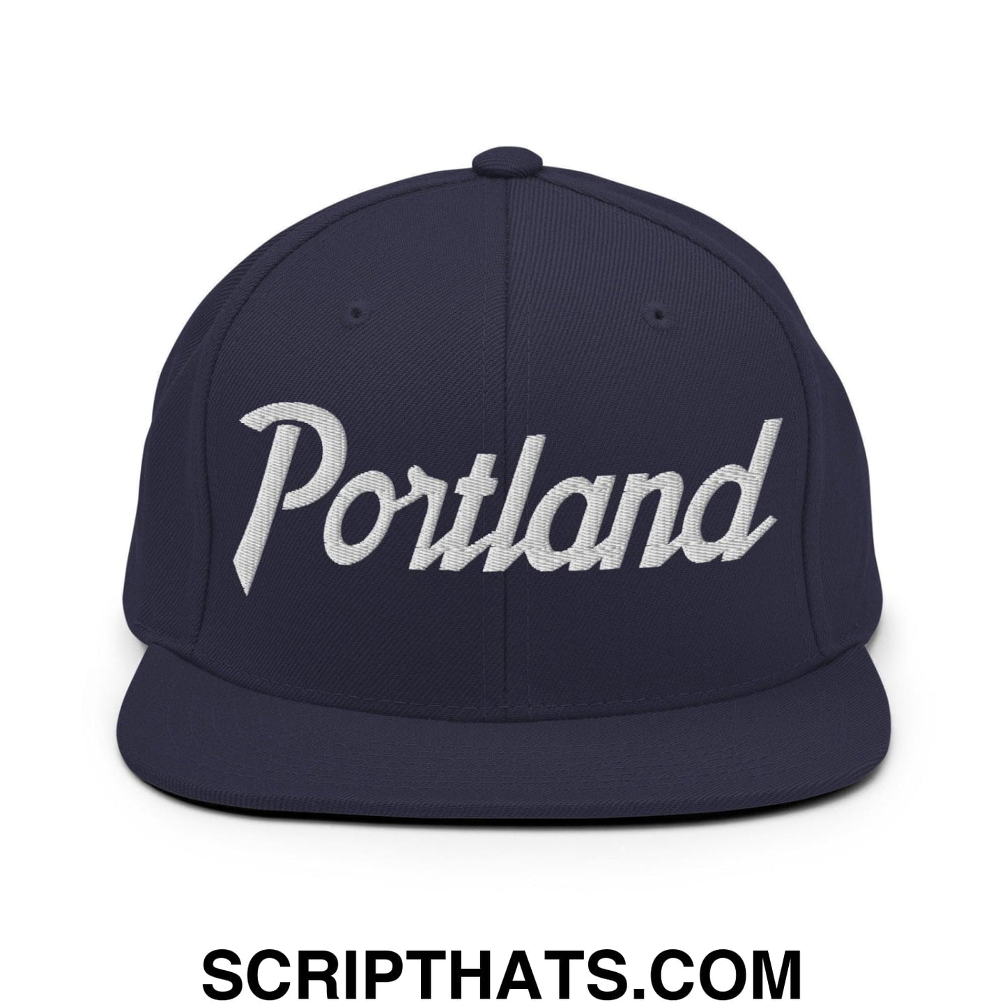 Portland Script Snapback Hat Navy